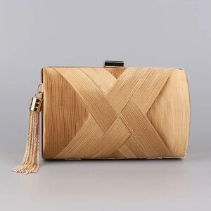 Classy Evening Bag with Shoulder Chain Lightweight Golden